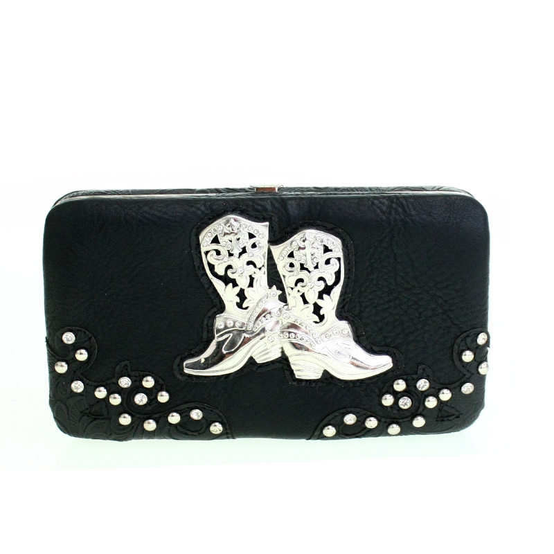 Black Western Cowgirl Trendy Wristlet - BOO2 4326 - Click Image to Close